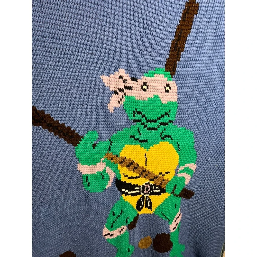 Vintage TMNT Donatello Crochet Afghan Blanket Teenage Mutant Ninja Turtles 78x60